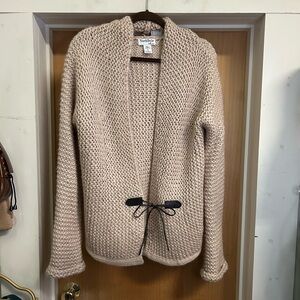 North Style Chunky Knit Cardigan with Leather String Tie Closure - size M